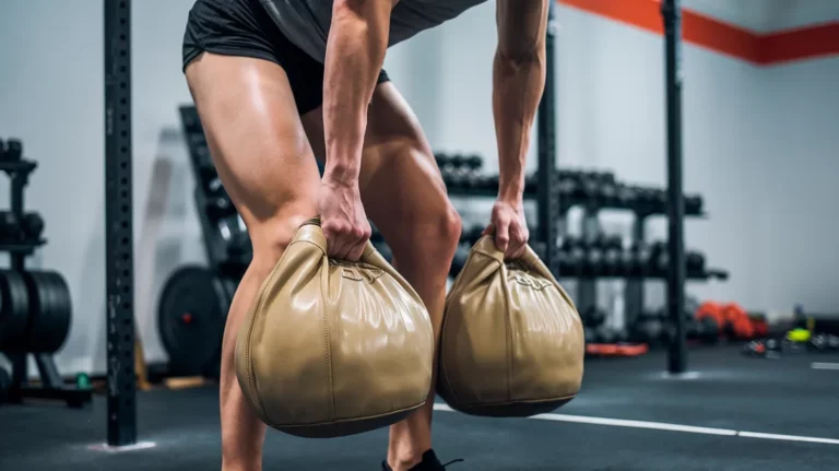 Person doing sandbag training, focusing on strengthening the muscles in the legs and feet for plantar fasciitis relief