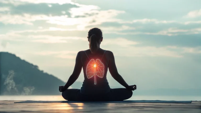 Person relaxing and breathing deeply after a workout, showcasing the importance of mindful breathing for muscle recovery