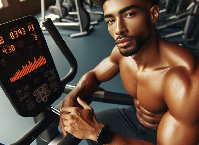 A close-up image of an elliptical trainer console displaying a timer set for a recovery workout