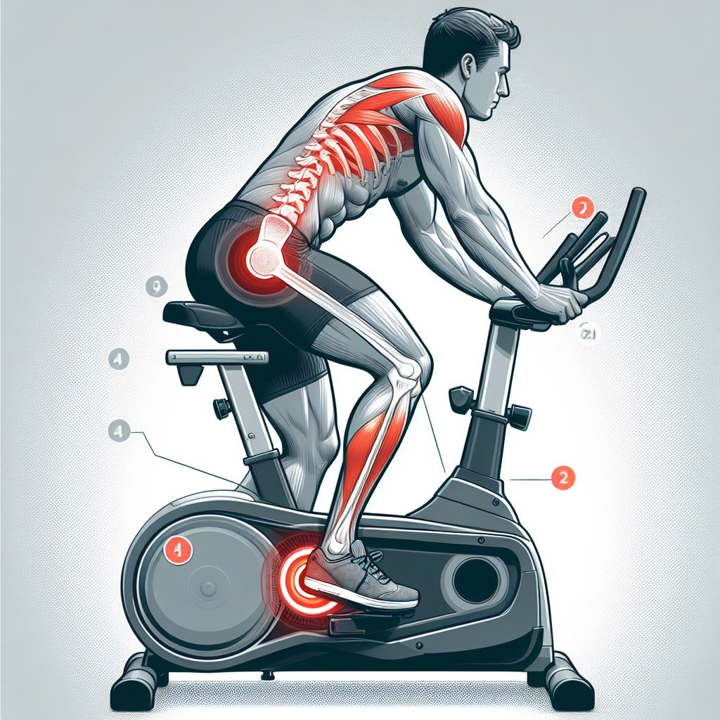 A person using an exercise bike with good posture