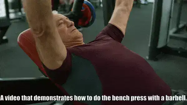 A video that demonstrates how to do the bench press with a barbell.