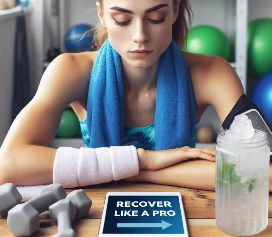 An athlete in recovery, with a caption 'Recover Like a Pro'