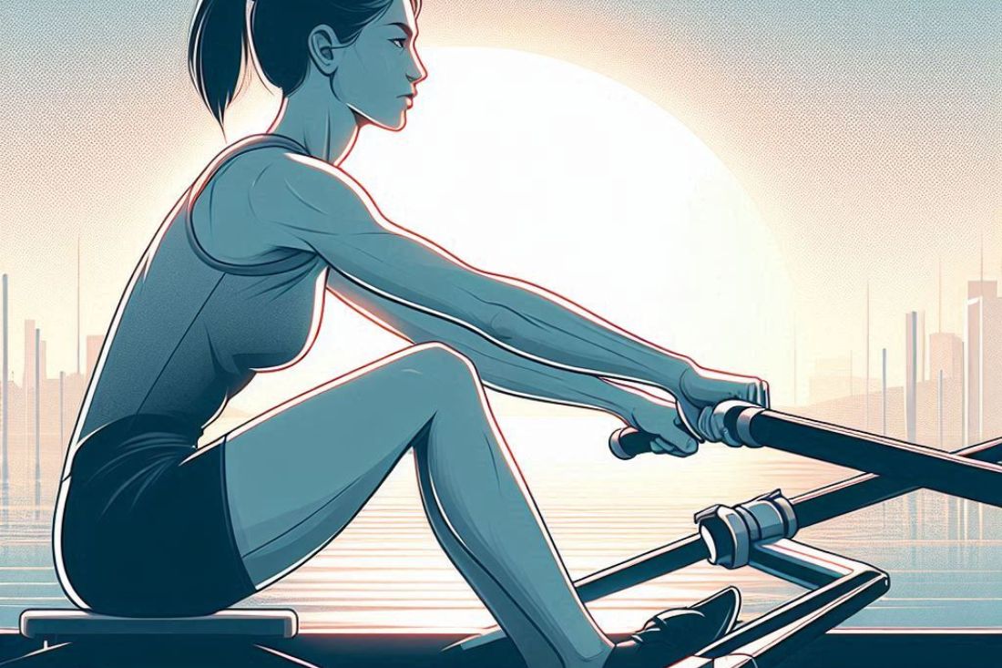 An image that depicts a person rowing with proper form