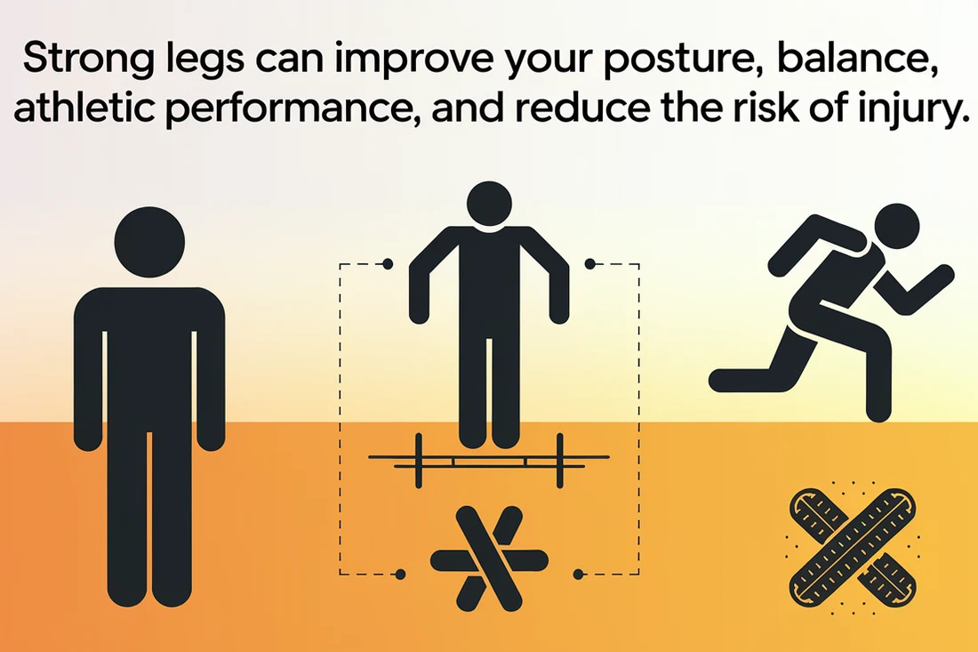 An infographic visually representing the benefits of strong legs