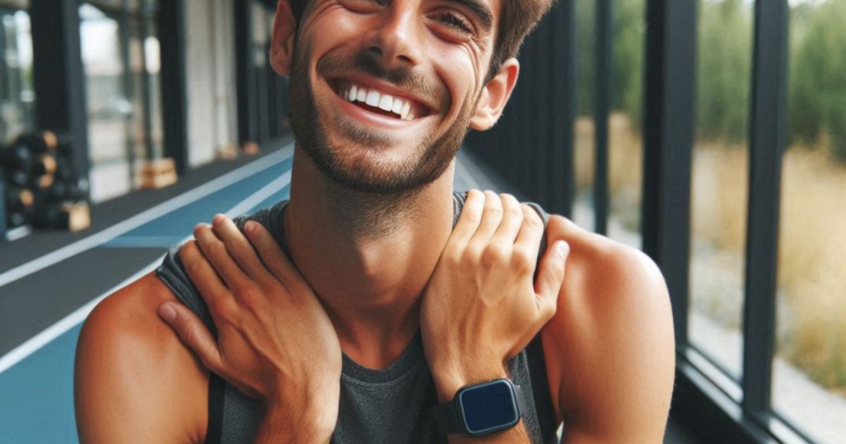 Athlete smiling and feeling relaxed after a self-massage session