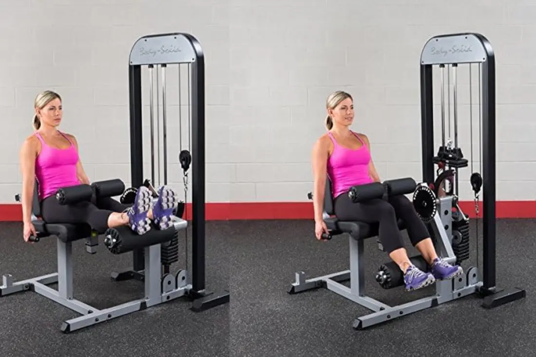 A person using a seated leg curl machine to isolate hamstrings