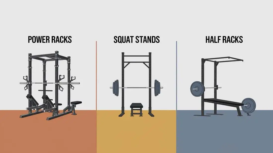 Comparison of power racks, squat stands, and half racks for home gyms