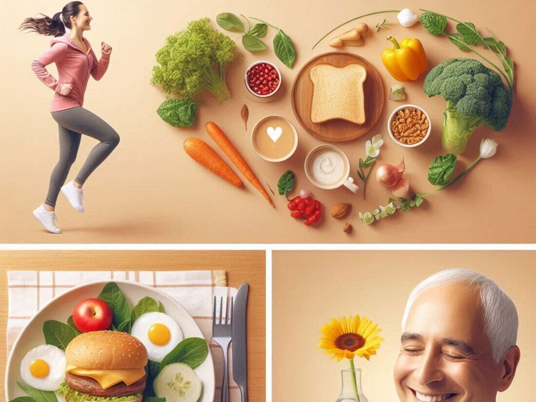 Collage of images representing improved health