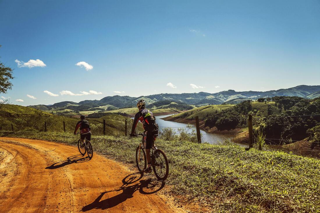 Group cycling on a scenic route