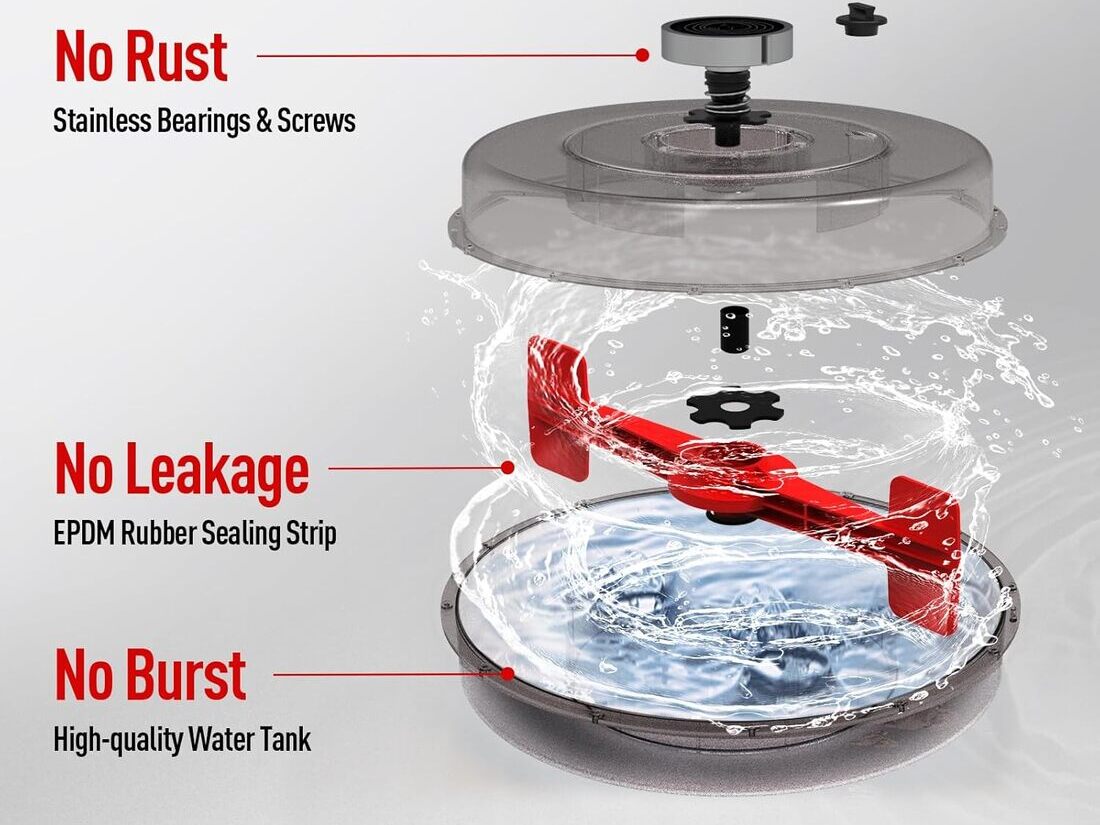 Image of a water resistance rowing machine with a clear view of the water tank