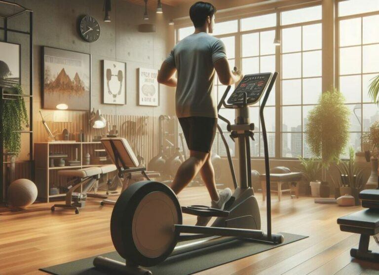 Image of someone using an elliptical trainer in a home 2