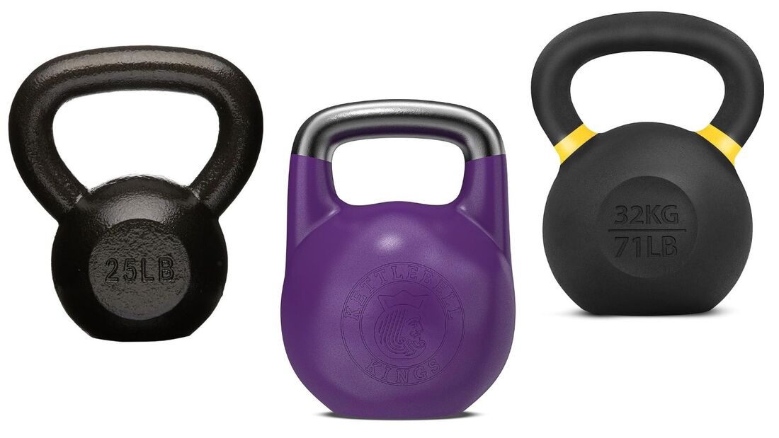 Kettlebells of cast iron, competition and rubber-coated