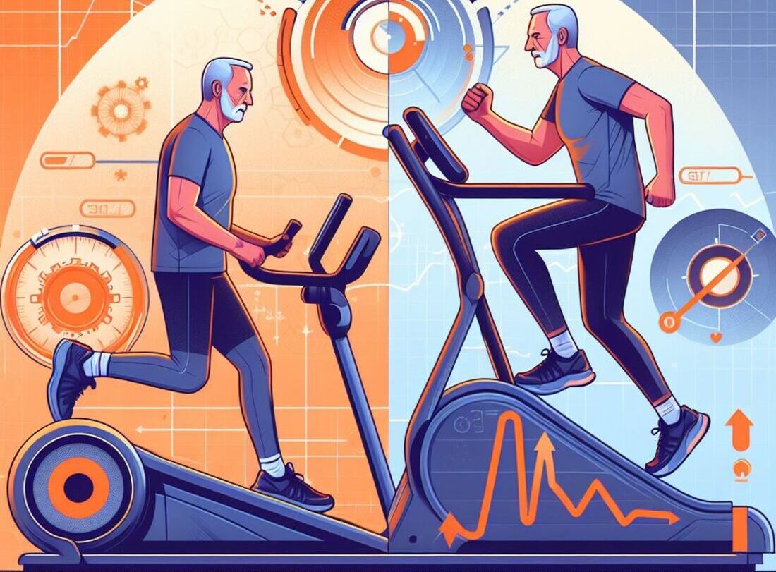 Low-impact elliptical workout vs a modified interval training session for seniors