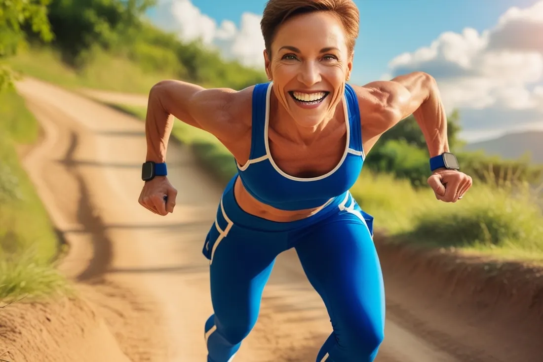 Person smiling and running outdoors, symbolizing successful recovery