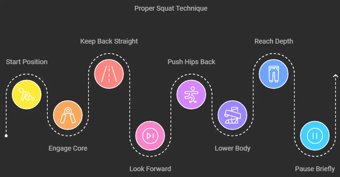 A step-by-step guide on how to do a squat with proper form