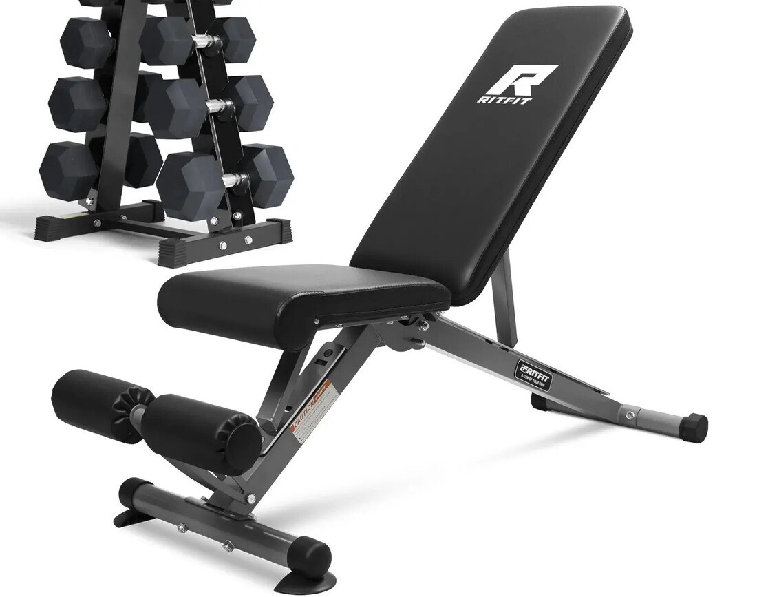 RitFit Adjustable Weight Bench with Weights