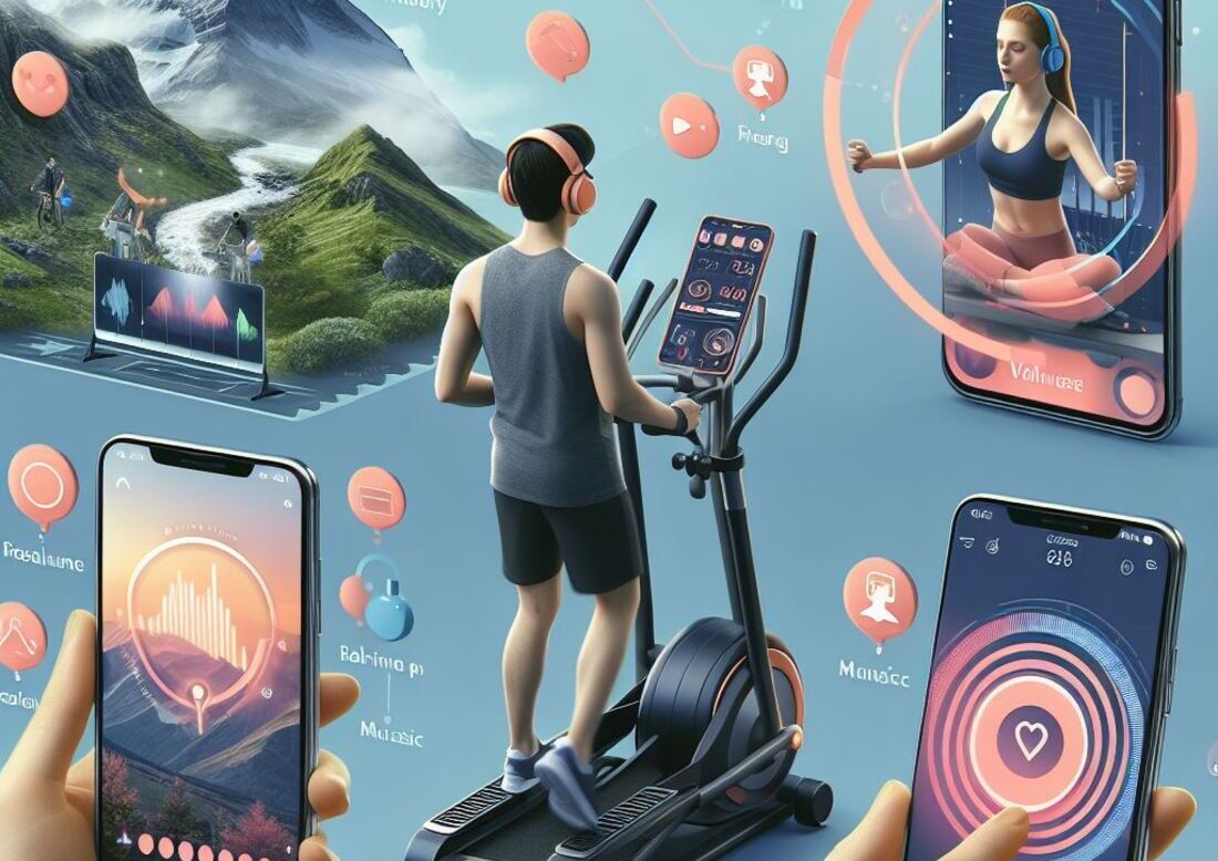 Showcasing different features of fitness apps for elliptical workouts