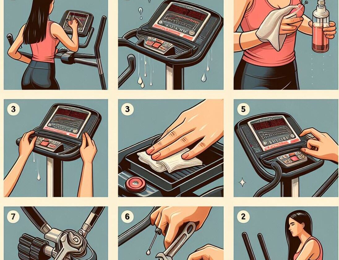 Showcasing different steps in elliptical maintenance