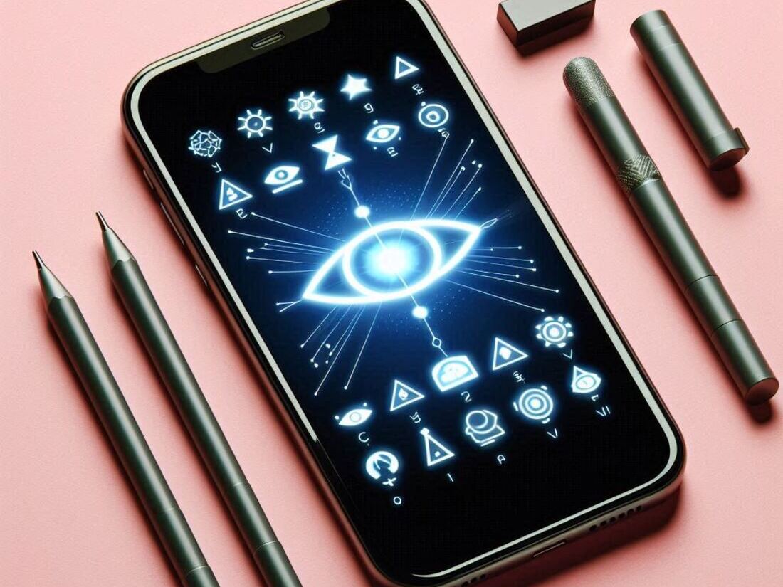 Smartphone screen displaying a visual stimulus light, shape, symbol