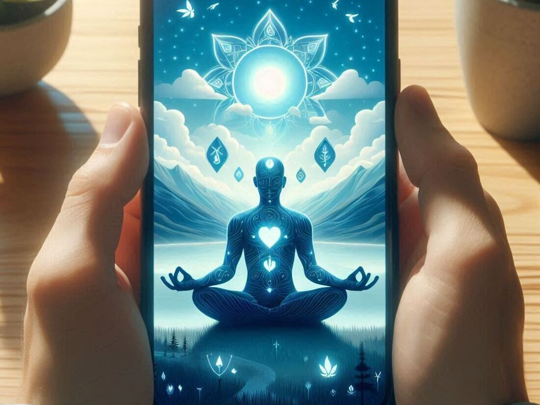 Someone listening to a meditation app