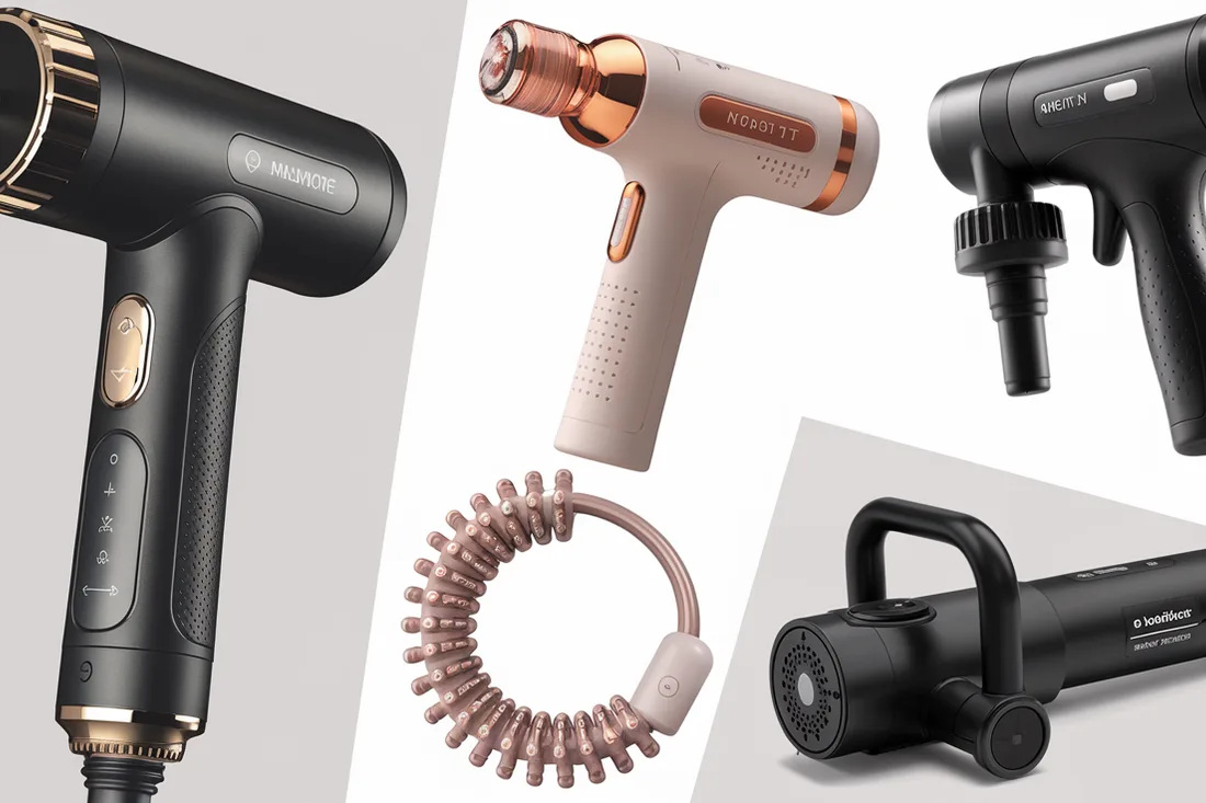 Various massage gun models, highlighting the key features