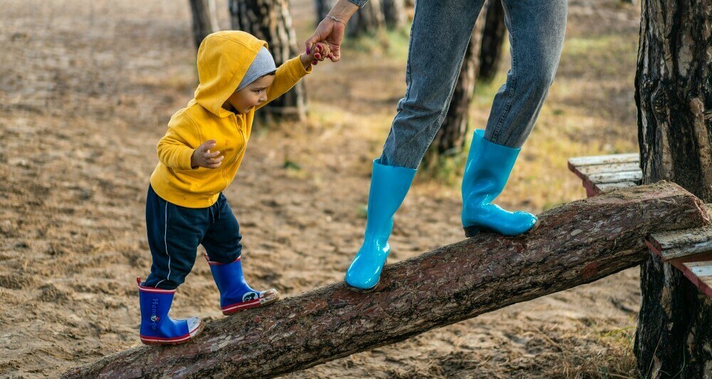 A child trying to balance walk