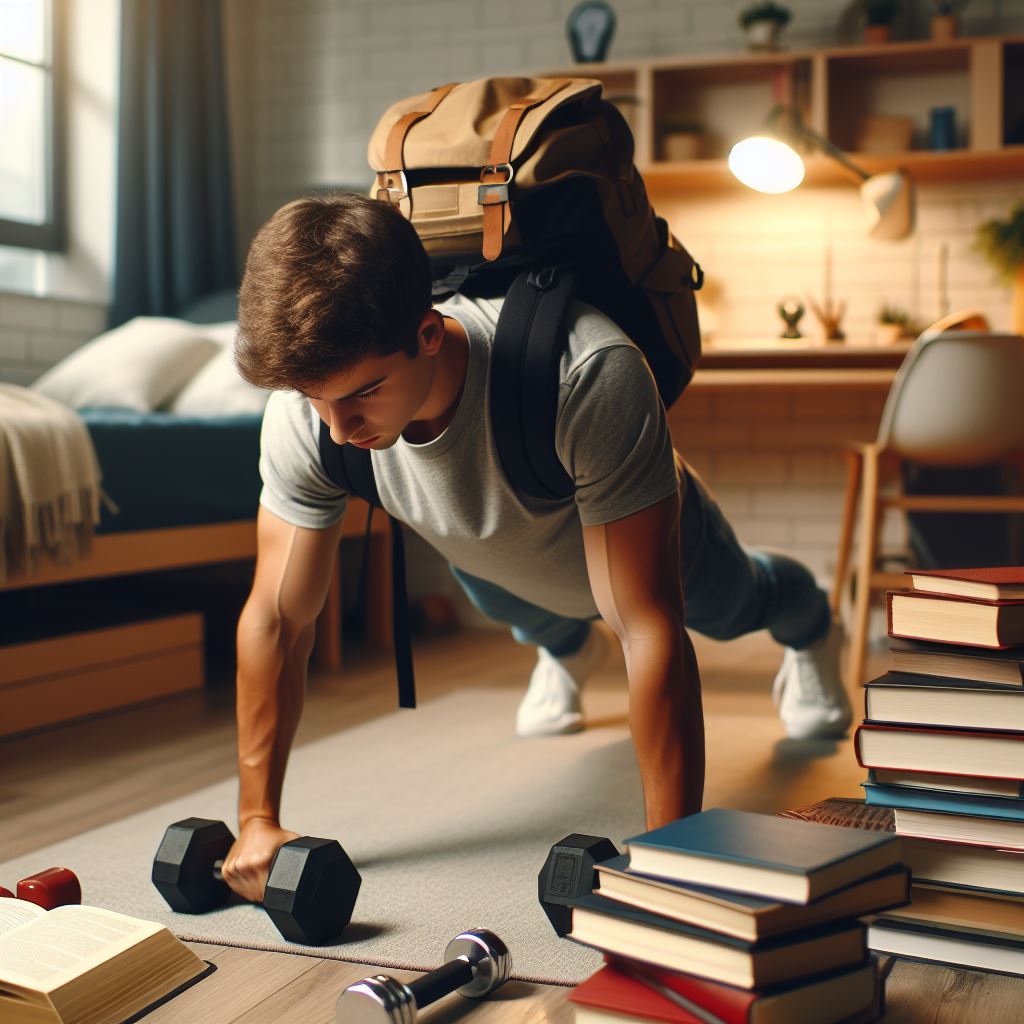 A college student's workout routine