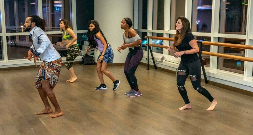 Group of people in a fitness class